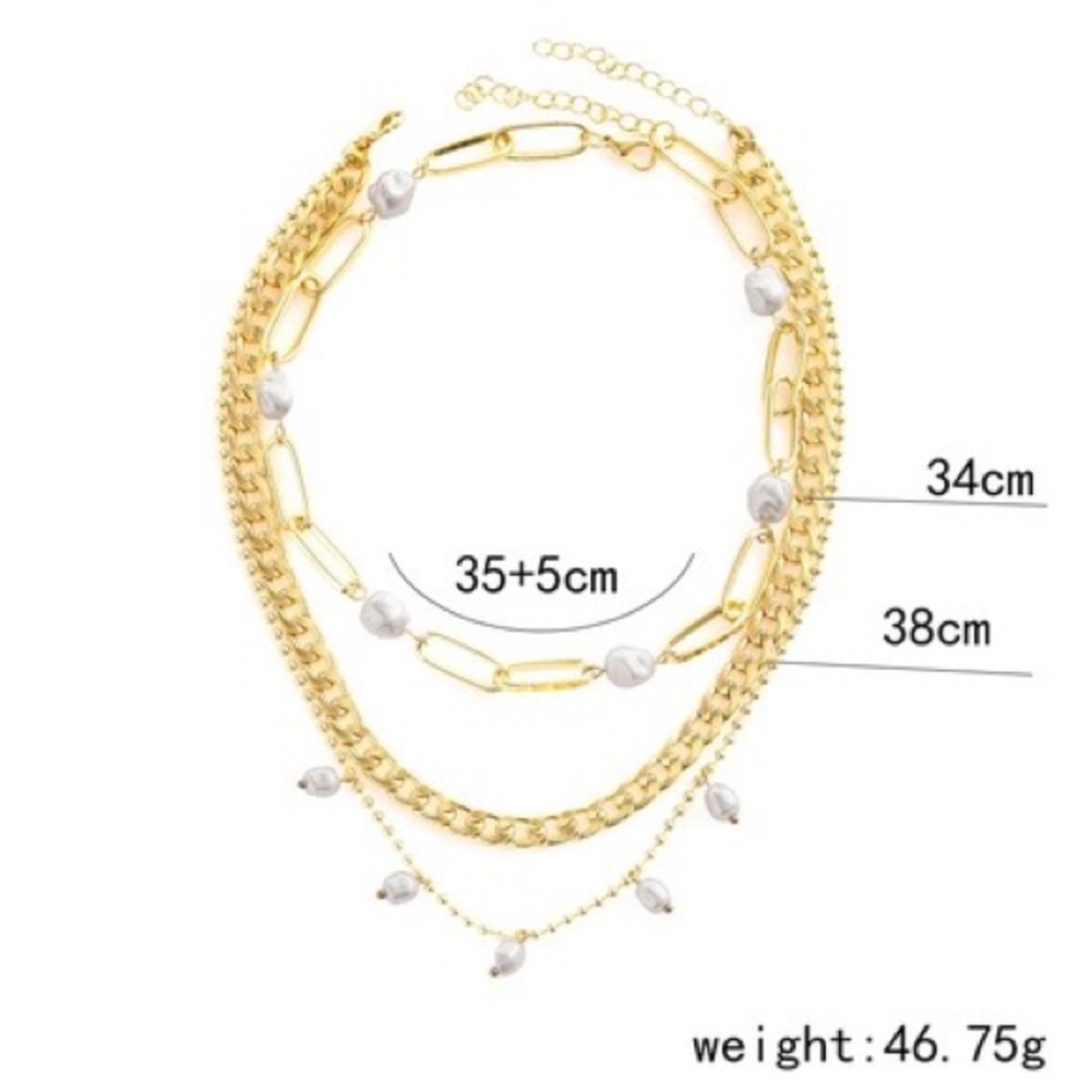 Gold plated your boss pearl layered necklace - Picture 3 of 6